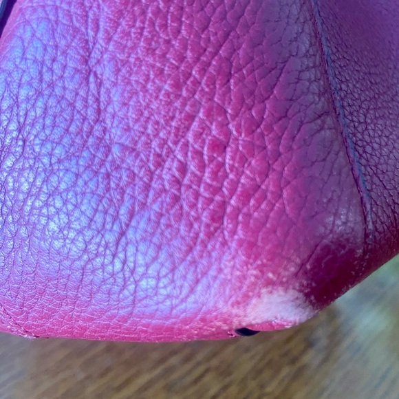 Coach Edie Turnlock Red Berry Pebbled Leather Shoulder Bag - Picture 9 of 12